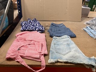 4 X ASSORTED WOMENS CLOTHING ITEMS TO INCLUDE DENIM SHORTS IN LIGHT BLUE UK SIZE 12: LOCATION - H14