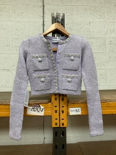 SELF-PORTRAIT LILAC SEQUIN KNIT CARDIGAN UK SIZE S RRP £360: LOCATION - H10