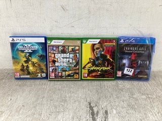 4 X ASSORTED VIDEO GAMES TO INCLUDE PS4 RESIDENT EVIL ORIGINS COLLECTION ( PLEASE NOTE 18+ ONLY ID MAY BE REQUIRED ): LOCATION - E6