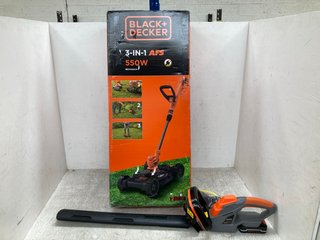 BLACK+DECKER 3-IN-1 AFS STRIMMER 550W TO INCLUDE TERRATEK CORDLESS HEDGE TRIMMER: LOCATION - E7