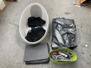 QTY OF ASSORTED HOUSEHOLD ITEMS TO INCLUDE NUCAZA LAUNDRY BASKET IN GREY: LOCATION - E9