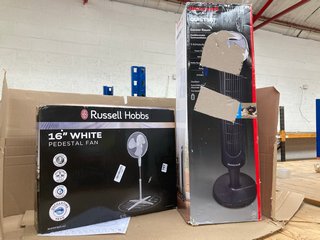 RUSSELL HOBBS 16 INCH PEDESTAL FAN IN WHITE TO INCLUDE HONEYWELL QUIETSET VENTILATOR IN BLACK: LOCATION - E10