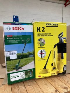 BOSCH EASYGRASSCUT 26 CORDED GRASS TRIMMER TO INCLUDE KARCHER K2 PRESSURE WASHER: LOCATION - E10