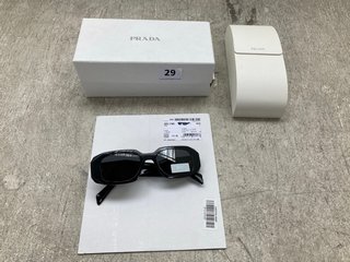 PRADA RECTANGLE ACETATE SUNGLASSES IN BLACK RRP - £235: LOCATION - E2