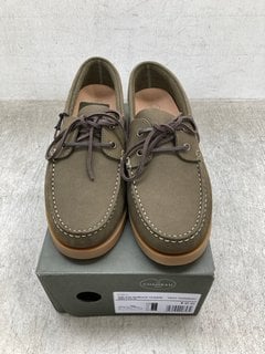 LE CHAMEAU GALION NUBUCK SHOE FOR MEN IN CAMEL GREEN SIZE UK 12 - RRP: £120: LOCATION - E2