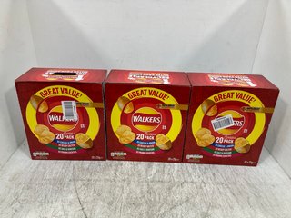 3 X WALKERS 20 X 25G BOX OF CRISPS - BBE 20/07/24: LOCATION - F16