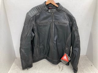 JTS ROCO LEATHER MOTORCYCLE JACKET IN BLACK SIZE 58 RRP £280: LOCATION - E2