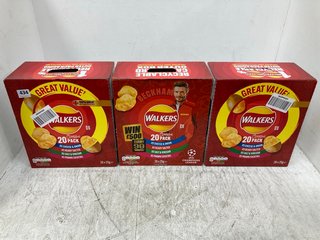 3 X WALKERS 20 X 25G BOX OF CRISPS - BBE 20/07/24: LOCATION - F15