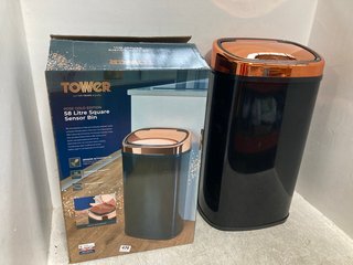 TOWER 58L SQUARE SENSOR BIN IN BLACK/ROSE GOLD: LOCATION - F13