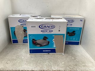 2 X GRACO BOOSTER BASIC GROUP 3 CAR SEAT IN OPAL SKY TO INCLUDE GRACO EVERSURE LITE I-SIZE BACKLESS BOOSTER SEAT IN NAVY: LOCATION - F9