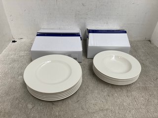 VILLEROY & BOCH SET OF 6 TWIST WHITE FLAT PLATES TO INCLUDE 6 X DEEP PLATES: LOCATION - F8