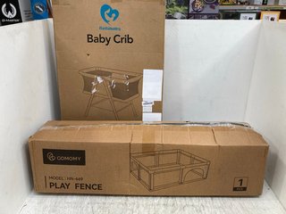 ECONOMY KIDS PLAY FENCE IN GREY TO INCLUDE BELLABABY BABY CRIB: LOCATION - F1