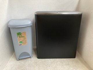 ADDIS PEDAL BIN IN GREY TO INCLUDE SONGMICS TRASH CAN IN BLACK: LOCATION - G1