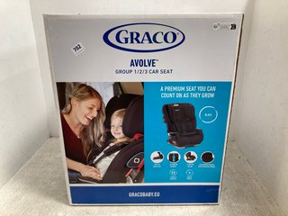 GRACO AVOLVE GROUP 1/2/3 CAR SEAT IN BLACK RRP £100: LOCATION - G2