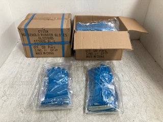 2 BOX OF HOUSEHOLD RUBBER GLOVES IN BLUE SIZE MEDIUM AND LARGE: LOCATION - G6