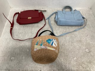 3 X ASSORTED WOMENS GABS TO INCLUDE RADLEY LONDON BLUE LEATHER HAND BAG: LOCATION - G11