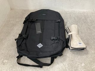 FIRETRAP BLACK BACKPACK TO INCLUDE M&S 4 PIECE SET: LOCATION - G12