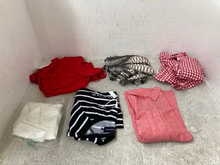 QTY OF ASSORTED WOMENS CLOTHING ITEMS TO INCLUDE CAMEO ROSE RED/WHITE CHECKED DRESS - SIZE UK M: LOCATION - G12