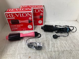 3 X ASSORTED REVLON HAIR STYLERS TO INCLUDE REVLON ONE STEP VOLUMIZER SALON HAIR DRYER AND VOLUMIZER: LOCATION - G17