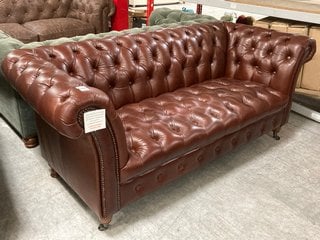 CHESTER OLIATO 2 SEATER LEATHER SOFA IN BROWN LEATHER- RRP £3599: LOCATION - C2