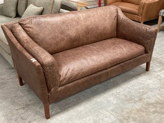 GROUCHO 3 SEATER VINTAGE NAPPA LEATHER SOFA IN CHOCOLATE BROWN LEATHER - RRP £3279: LOCATION - C3