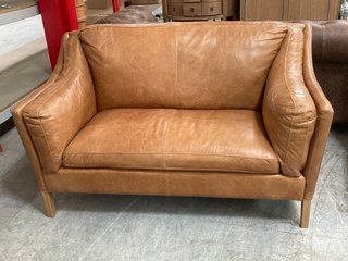 GROUCHO 3 SEATER VINTAGE NAPPA LEATHER SOFA IN CARAMEL TAN LEATHER - RRP £3279: LOCATION - C3