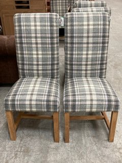 PAIR OF GILANI FABRIC ROLLBACK DINING CHAIRS IN GLEN COE GREY-LILAC HARRIS TWEED FABRIC - COMBINED RRP £599: LOCATION - C3