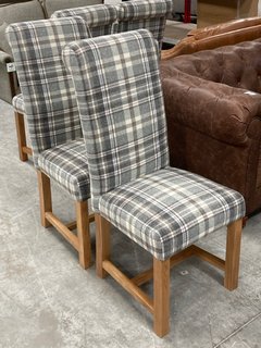 PAIR OF GILANI FABRIC ROLLBACK DINING CHAIRS IN GLEN COE GREY-LILAC HARRIS TWEED FABRIC - COMBINED RRP £599: LOCATION - C4