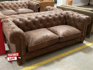 GOTTI CLUB 3 SEATER LEATHER SOFA IN ESPRESSO BROWN LEATHER - RRP £3299: LOCATION - C2