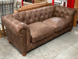 GOTTI CLUB 3 SEATER LEATHER SOFA IN ESPRESSO BROWN LEATHER - RRP £3299: LOCATION - C4