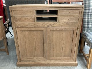 ASHFORD CAMPAIGN DESK WITH HIDEAWAY FLIP-OVER BUREAU IN GREY OILED FINISH - RRP £1239: LOCATION - C4