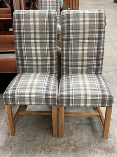 PAIR OF GILANI FABRIC ROLLBACK DINING CHAIRS IN GLEN COE GREY-LILAC HARRIS TWEED FABRIC - COMBINED RRP £599: LOCATION - C4