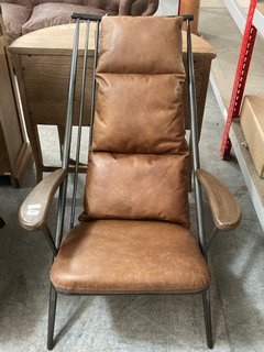 ELY STUDIO INDUSTRIAL CHIC STYLE CHAIR WITH ALUMINIUM FRAMEWORK AND CERATO LEATHER BACK CUSHION - RRP £1199: LOCATION - C4