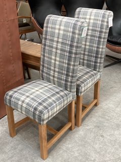 PAIR OF GILANI FABRIC ROLLBACK DINING CHAIRS IN GLEN COE GREY-LILAC HARRIS TWEED FABRIC - COMBINED RRP £599: LOCATION - C4