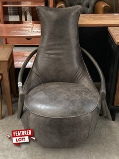 DALLAS RETRO RELAX CHAIR IN DISTRESSED GUNMETAL FINISH - RRP £1399: LOCATION - C4