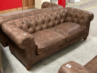 GOTTI CLUB 3 SEATER LEATHER SOFA IN ESPRESSO BROWN LEATHER - RRP £3299: LOCATION - C2