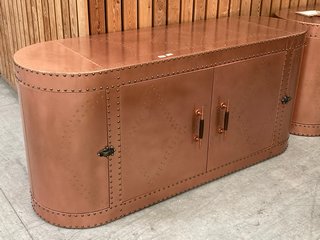 AVIATOR 4 DOOR SIDEBOARD IN COPPER METAL FINISH - RRP £3299: LOCATION - C8