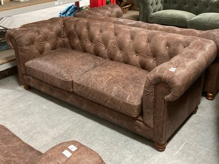 GOTTI CLUB 3 SEATER LEATHER SOFA IN ESPRESSO BROWN LEATHER - RRP £3299: LOCATION - C2