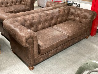 GOTTI CLUB 3 SEATER LEATHER SOFA IN ESPRESSO BROWN LEATHER - RRP £3299: LOCATION - C2