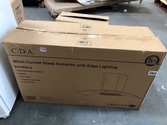 CDA 90CM CURVED GLASS EXTRACTOR WITH EDGE LIGHTING - MODEL NO. EKP90BL/2 - RRP£270