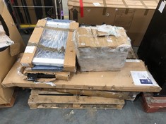 PALLET OF ASSORTED ITEMS TO INCLUDE MDF METAL TV CABINET (KERBSIDE PALLET DELIVERY)