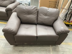 BROWN LEATHER 2 SEATER SOFA