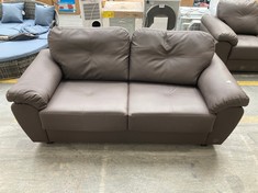 BROWN LEATHER 3 SEATER SOFA