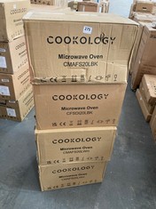 4 X ASSORTED MICROWAVES TO INCLUDE COOKOLOGY 20L BLACK FREESTANDING DIGITAL 800W MICROWAVE OVEN - MODEL NO. CFSDI20LBK (PALLET 7)