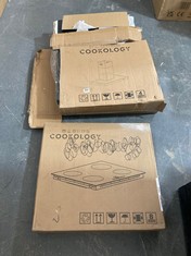 COOKOLOGY 60CM BLACK CHIMNEY COOKER HOOD - MODEL NO. TSH601BK TO INCLUDE COOKOLOGY 60CM 4 ZONE BUILT-IN TOUCH CONTROL INDUCTION HOB BLACK - MODEL NO. CIH602 - RRP £129 (PALLET 2)