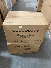 COOKOLOGY 20L BLACK FREESTANDING DIGITAL 800W MICROWAVE OVEN CFSDI20LBK TO INCLUDE COOKOLOGY 20L COUNTERTOP MICROWAVE IN WHITE -0 MODEL NO. CMAFS20LWH (PALLET 18)