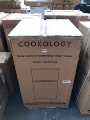 COOKOLOGY UNDER COUNTER FREESTANDING FRIDGE FREEZER MODEL NO: UCFF87WH RRP £139 (PALLET 20)