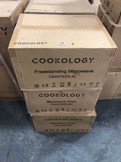 3X ASSORTED COOKOLOGY MICROWAVE OVENS TO INCLUDE COOKOLOGY FREESTANDING MICROWAVE IN SILVER MODEL NO- CMAFS20SL RRP- £64.99 (PALLET 7)