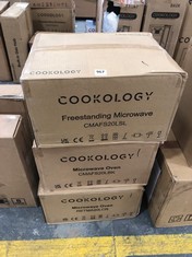 3 X COOKOLOGY ASSORTED MICROWAVE OVENS TO INCLUDE MICROWAVE IN SILVER MODEL: CMAF20LSL ( PALLET 1 )