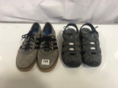 2 x ASSORTED FOOTWEAR TO INCLUDE ADIDAS TRAINERS IN GREY/BLACK SIZE UK10